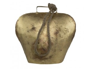 Zlatý kovový zvonek ve tvaru kravského zvonu - 27*12*12cm