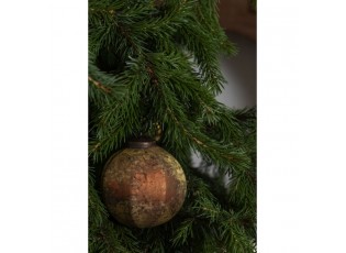 Zlato hnědá skleněná vánoční ozdoba -Ø  8 cm