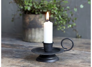 Černý antik svícen na úzkou svíčku Ferrio - 10*8*5cm