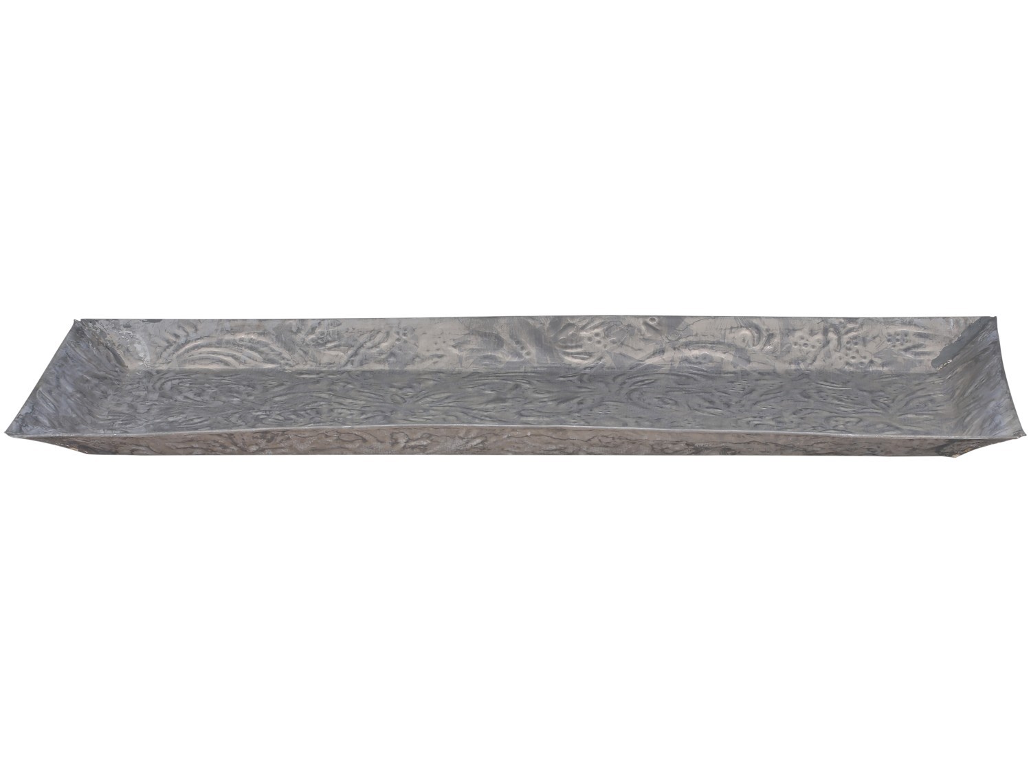 Šedý antik dekorační plechový podnos s patinou Trao - 42*18*1,5cm