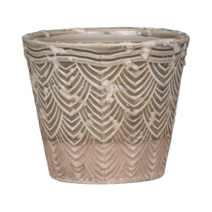 Béžovo-zelený obal na květináč se vzorem Valence - Ø 11*10cm