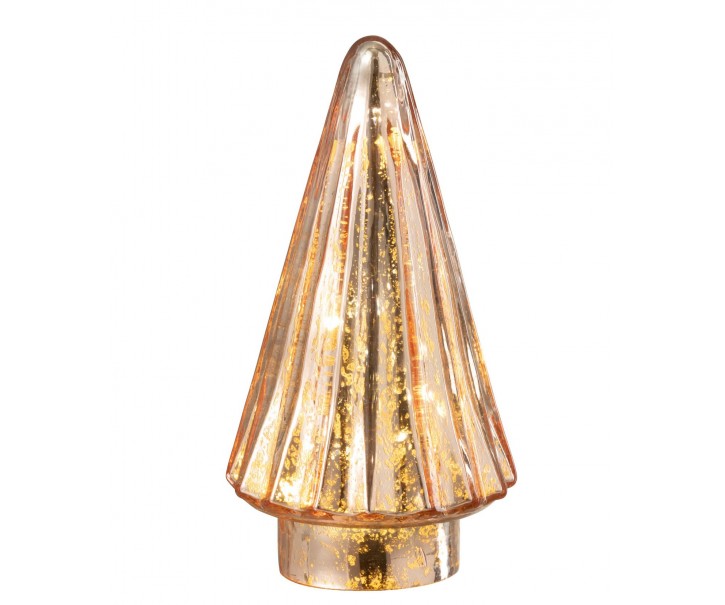 Dekorační svítící růžový skleněný stromek Tree Led - Ø 10*19cm J-Line by Jolipa