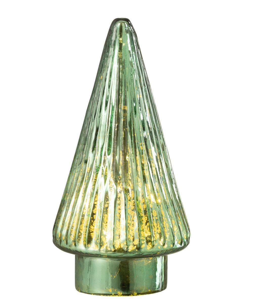 Zelený svítící skleněný stromek Tree Led - Ø 10*19cm