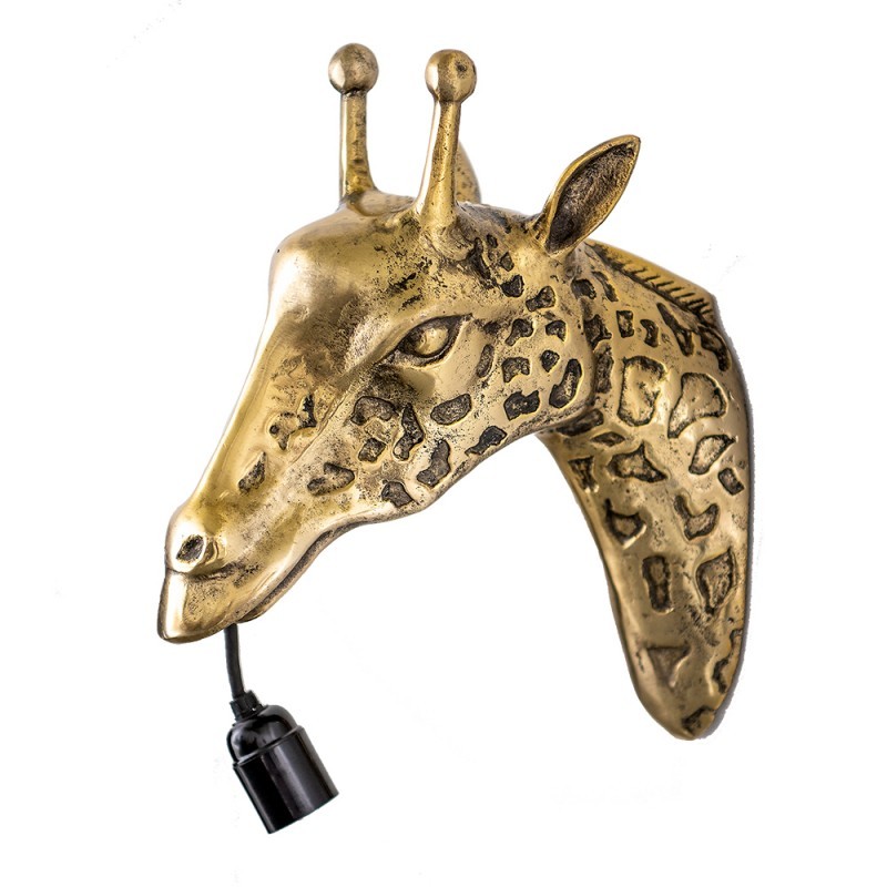Bronzová antik nástěnná lampa žirafa - 34*14*28 cm Clayre & Eef