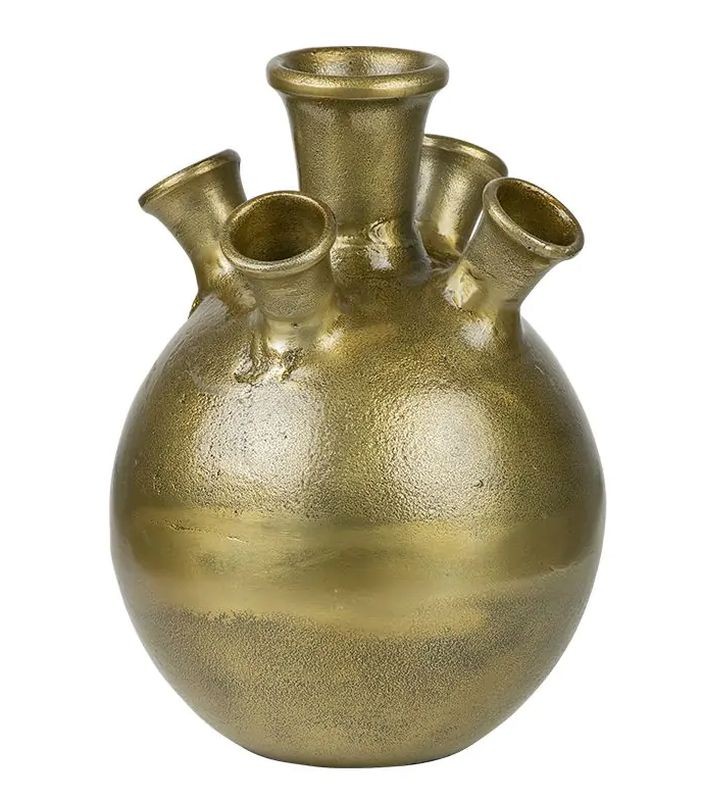 Bronzová antik kovová raw váza Tulip - 20*20*28cm Mars & More