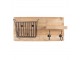 Přírodní dřevěná nástěnná polička s košíkem a háčky - 58*11*28 cm