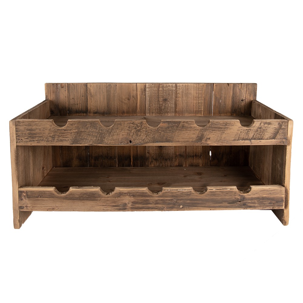 Hnědý antik dřevěný stojan na víno - 65*28*33 cm