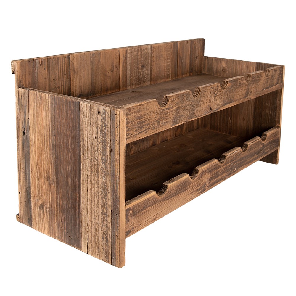 Hnědý antik dřevěný stojan na víno - 65*28*33 cm