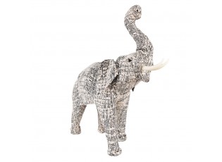 Bílo-černá antik dekorace socha slon L - 48*15*50 cm