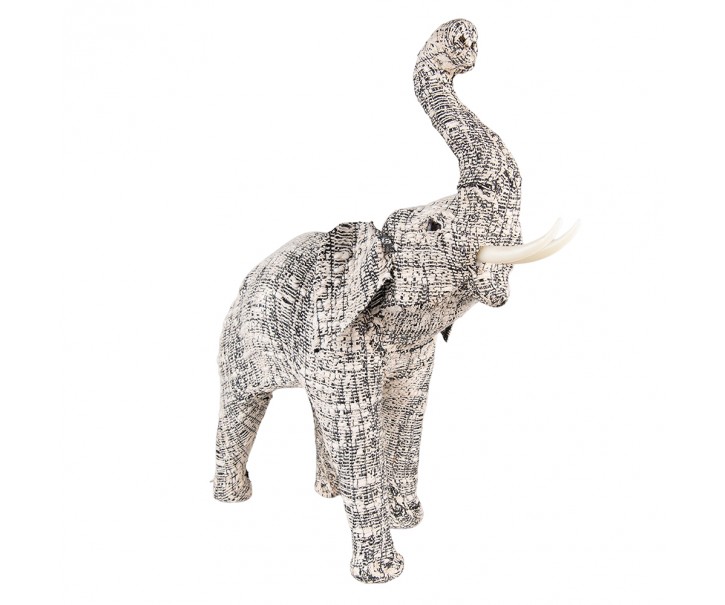 Bílo-černá antik dekorace socha slon L - 48*15*50 cm