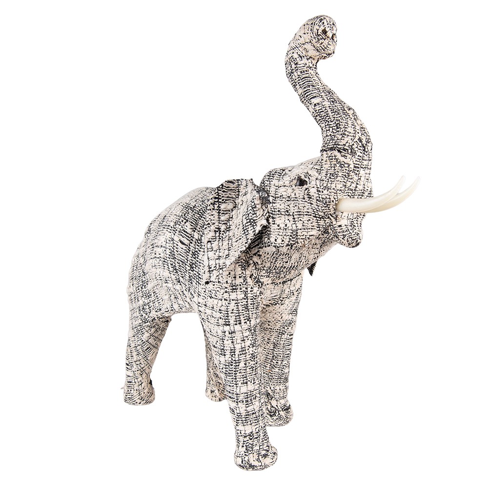 Bílo-černá antik dekorace socha slon L - 48*15*50 cm 65181L