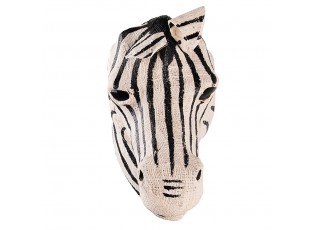 Bílo-černá antik nástěnná dekorace hlava zebra - 21*46*37 cm
