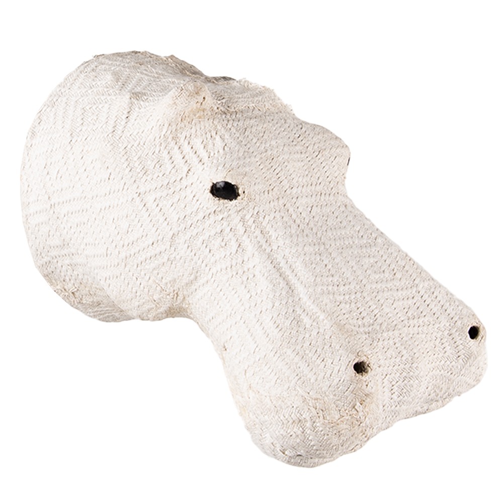 Béžová antik nástěnná dekorace hlava hroch Hippo L - 17*24*21 cm
