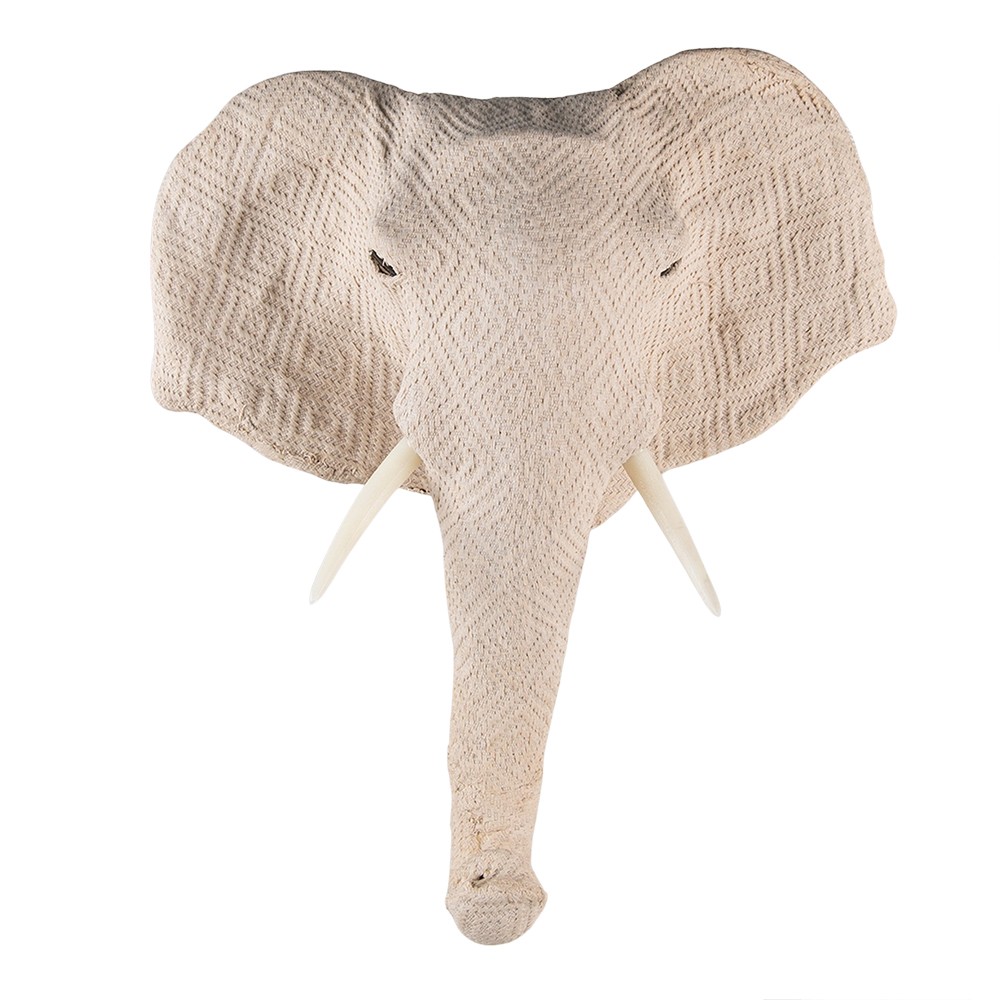 Béžová antik nástěnná dekorace hlava slon - 41*17*47 cm 65187