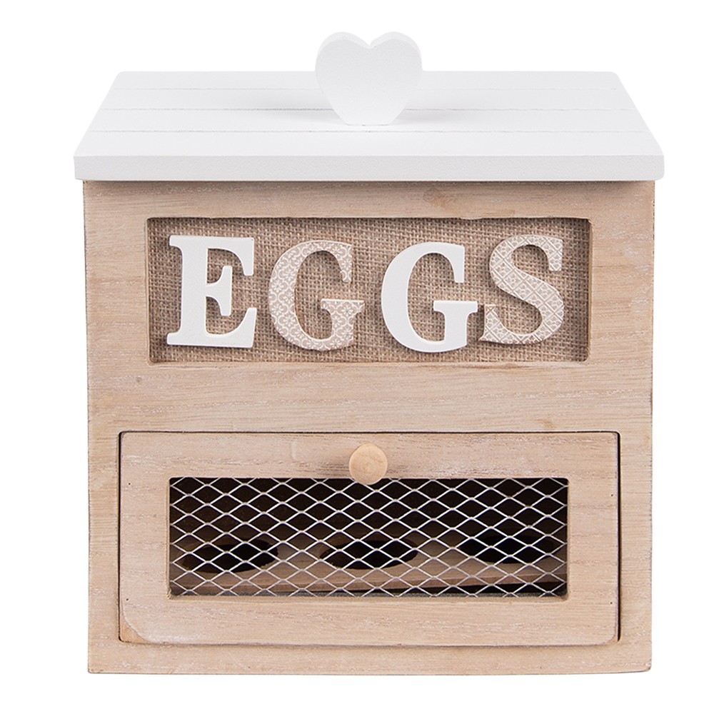 Levně Hnědá dřevěná skříňka na vajíčka Eggs - 18*9*20 cm 6H2271
