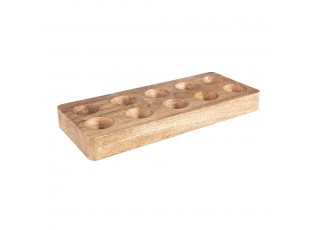 Hnědý dřevěný držák na 10 vajec - 30*13*2 cm