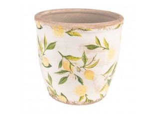 Béžový keramický obal na květináč s citróny - Ø 17*16 cm