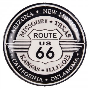 Nástěnná kovová cedule na zeď Route 66 - Ø 35*2 cm