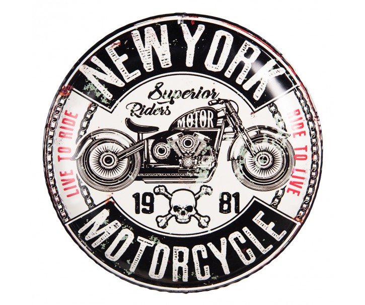 Nástěnná kovová cedule na zeď New York Motorcycle - Ø 35*2 cm