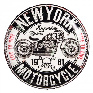 Nástěnná kovová cedule na zeď New York Motorcycle - Ø 35*2 cm