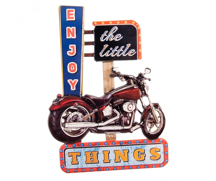 Barevná nástěnná kovová cedule s motorkou Enjoy The Little Things - 43*1*60 cm