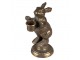 Zlatý antik kovový svícen králík - 12*10*30 cm