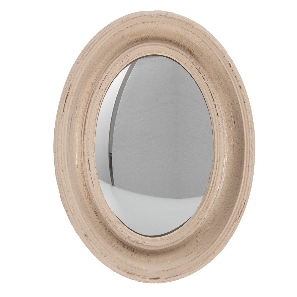 Béžové antik oválné nástěnné vypouklé zrcadlo Beneoit - 24*5*32 cm Clayre & Eef