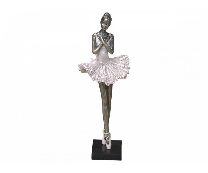 Dekorace stříbrno-růžová antik Ballerina - 36 cm
