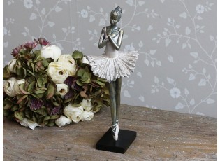 Dekorace stříbrno-růžová antik Ballerina - 36 cm