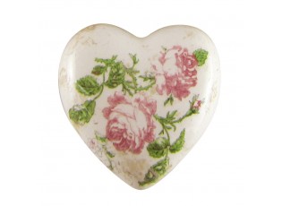 Keramické dekorační srdce s růžemi Rossia M - 8*8*4 cm