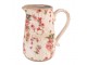 Béžový keramický dekorační džbán s výraznými květy - 20*14*23 cm