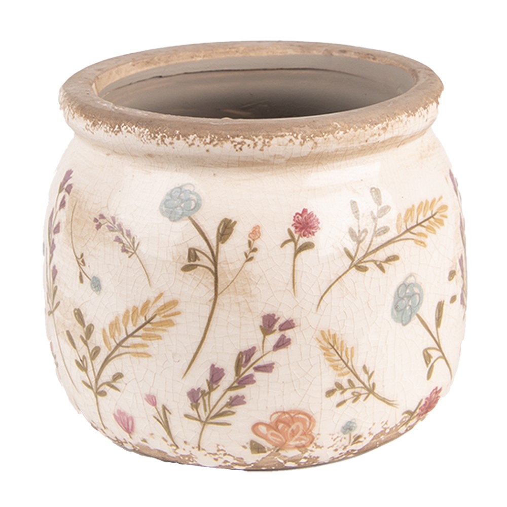 Keramický obal na květináč s kvítky Floral Cartoon S - Ø12*9 cm