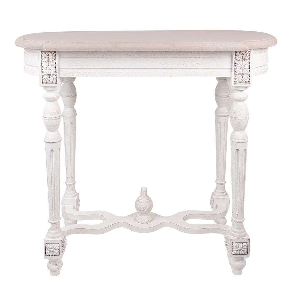 Levně Bílý antik konzolový stolek s vyřezávanými nohami Gilline - 80*40*75 cm 5H0600