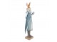 Velikonoční dekorace socha zajíc v modrém obleku - 11*8*33 cm