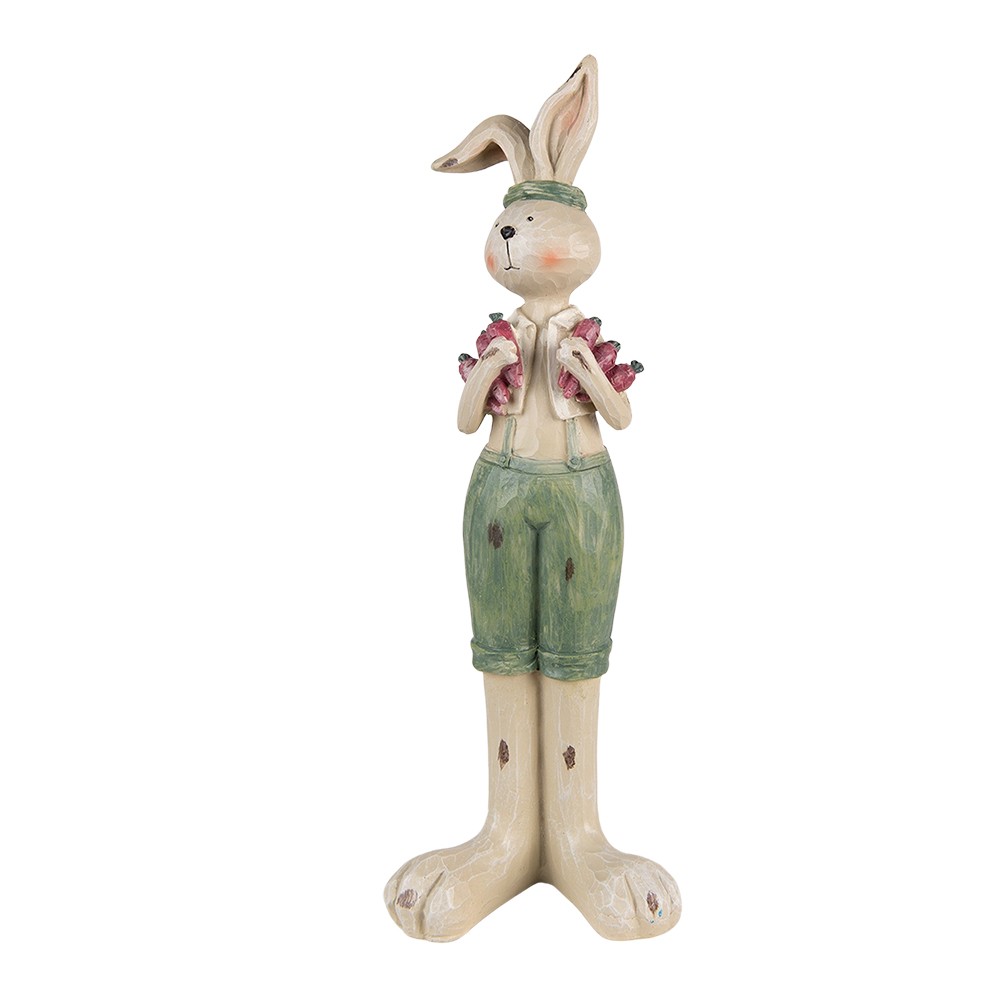 Dekorace králík držící mrkvičky - 11*10*33 cm Clayre & Eef