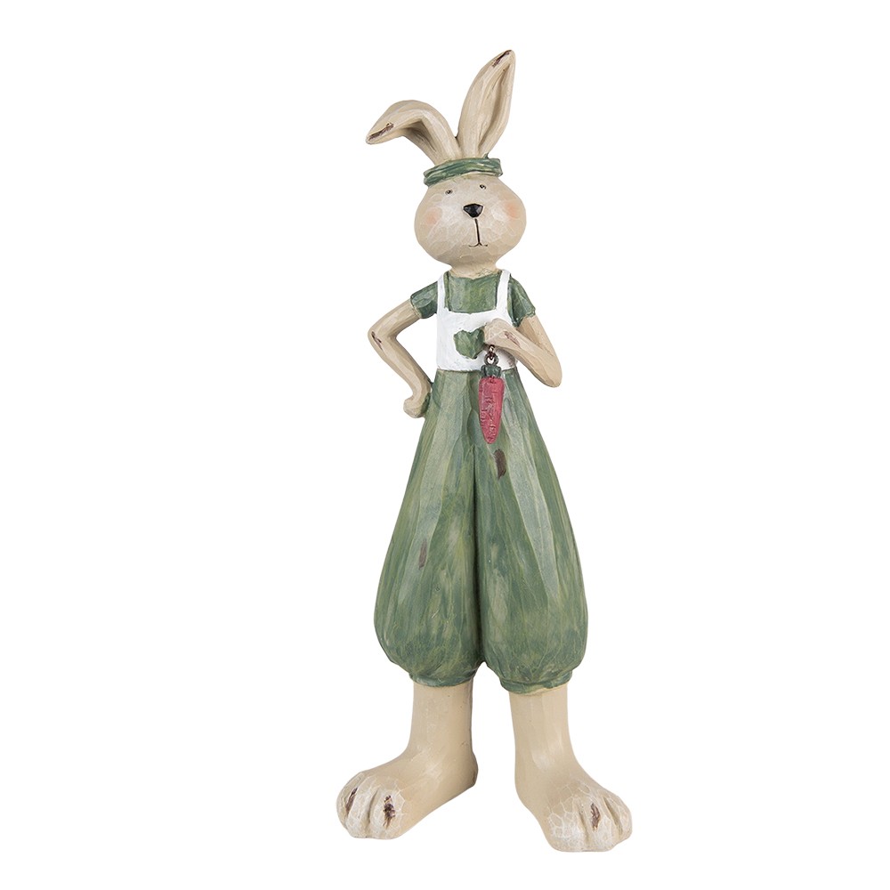Dekorace králík v zelených kalhotech - 11*10*33 cm Clayre & Eef