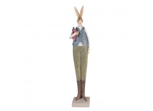 Dekorace vysoká socha zajíc s mrkví - 6*5*36 cm