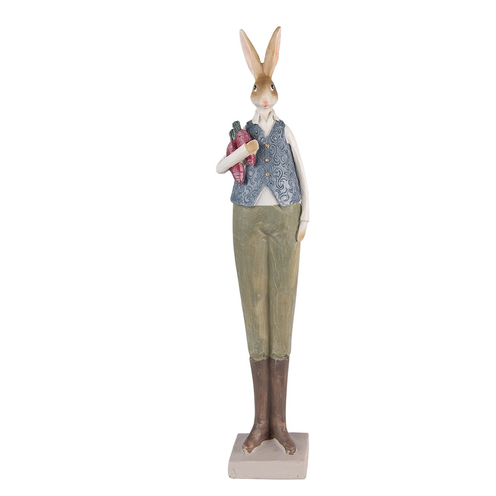 Dekorace vysoká socha zajíc s mrkví - 6*5*36 cm Clayre & Eef