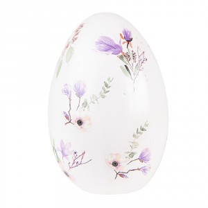 Dekorace keramické vajíčko s barevnými květy - 11*11*17 cm