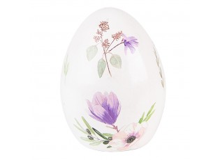 Dekorace keramické vajíčko s barevnými květy - 7*7*10 cm