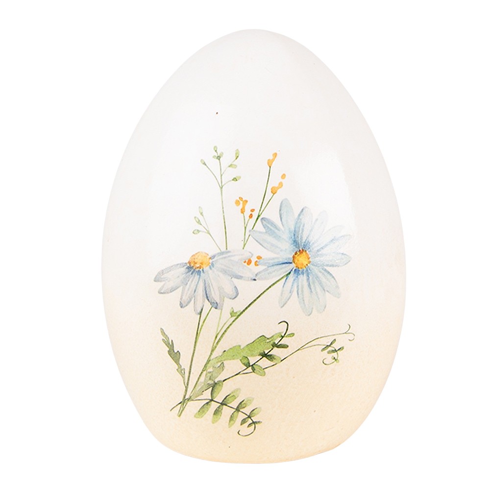 Dekorace keramické vajíčko s modrými květy - 10*10*14 cm 6TE0464