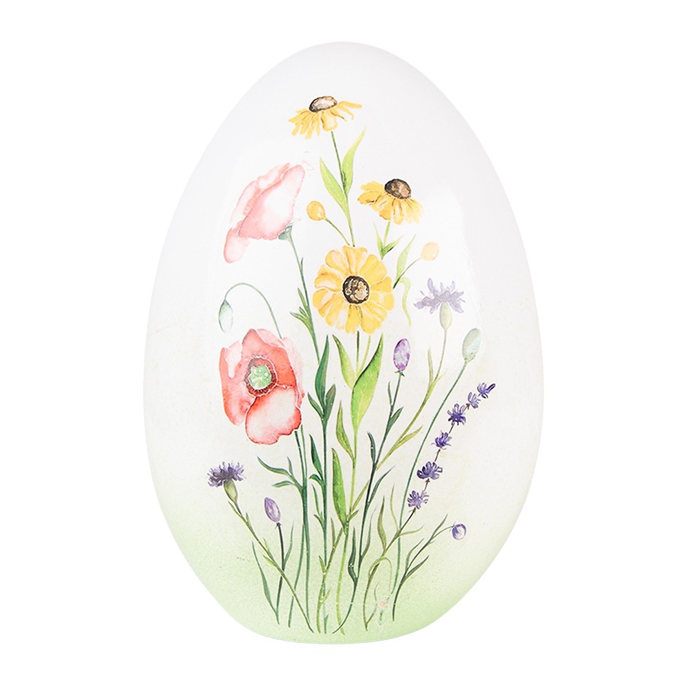Dekorace keramické vajíčko s lučními květy - 11*11*17 cm Clayre & Eef