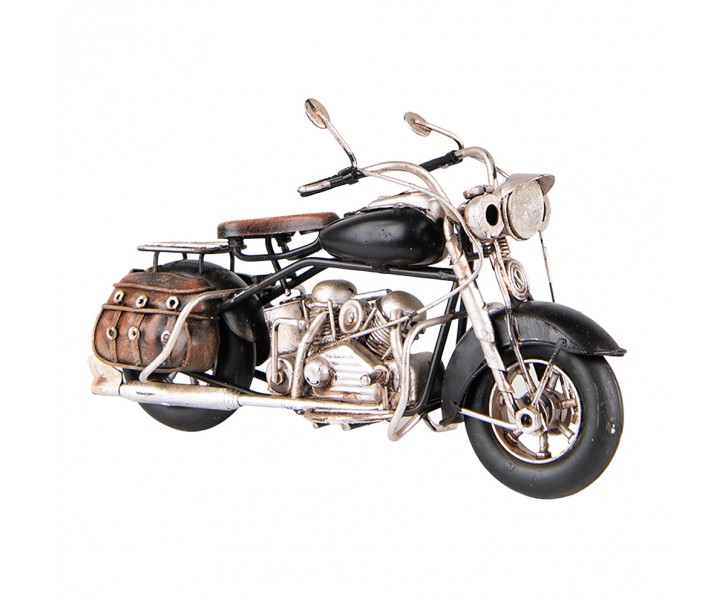 Dekorativní retro model stříbrno-černá motorka - 19*9*11 cm