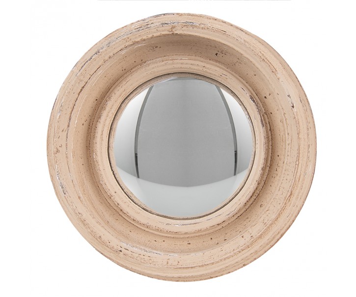 Béžové antik nástěnné vypouklé zrcadlo Beneoit – Ø 16*4 cm