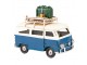 Dekorativní retro model modrý autobus se zavazadlem - 11*5*9 cm
