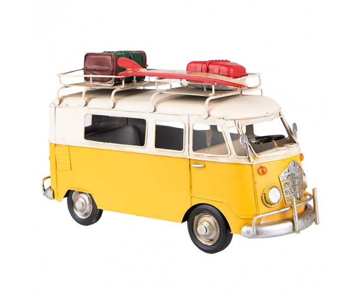 Dekorativní retro model žlutý autobus se zavazadly - 27*10*15 cm
