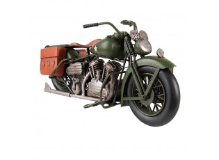 Dekorativní retro model zelená vojenská motorka - 38*15*19 cm