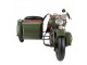 Dekorativní retro model zelená vojenská motorka se sajdkárou - 38*26*18 cm