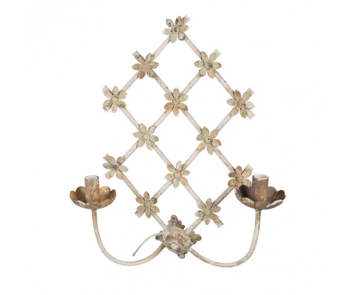 Nástěnná béžová vintage lampa - 43*16*55 cm E14 /max 2x25W Clayre & Eef