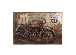 Kovový nástěnný 3D obraz s motorkou Route 66 - 60*4*40 cm